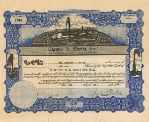 Chester A. Martin, Inc. - Stock Certificate